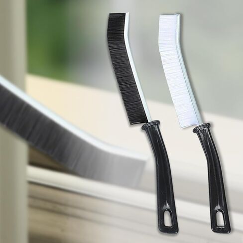 2 Pack Crevice Cleaning Brush with Hard Bristles, Multipurpose Gap Cleaning Tool for Bathroom, Kitchen, Sink, Window, Car & Home Detail Cleaning - Black in Saudi Arabia