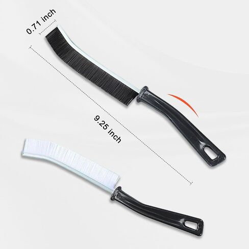 2 Pack Crevice Cleaning Brush with Hard Bristles, Multipurpose Gap Cleaning Tool for Bathroom, Kitchen, Sink, Window, Car & Home Detail Cleaning - Black in Saudi Arabia