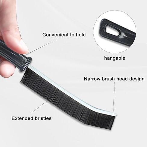 2 Pack Crevice Cleaning Brush with Hard Bristles, Multipurpose Gap Cleaning Tool for Bathroom, Kitchen, Sink, Window, Car & Home Detail Cleaning - Black in Saudi Arabia