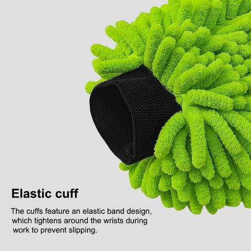 Car Wash Mitt(5.9In × 7.08In), Scratch-Free Double-Sided Wash Brush, Microfiber Wet & Dry Soft Plush Gloves for Cleaning Cars and Home, Car Cleaning Accessories, Machine Washable, Green in Saudi Arabia