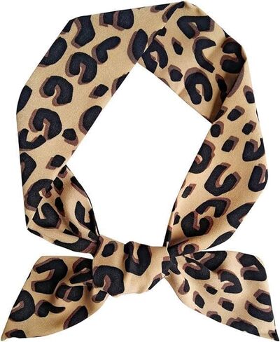 1Pc Brown Leopard Neck Tie Chic Skinny Scarf Hairband Stylish Purse Scarf Leopard Accessory Women's Fashion Scarves in Saudi Arabia
