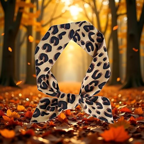 1Pc Brown Leopard Neck Tie Chic Skinny Scarf Hairband Stylish Purse Scarf Leopard Accessory Women's Fashion Scarves in Saudi Arabia
