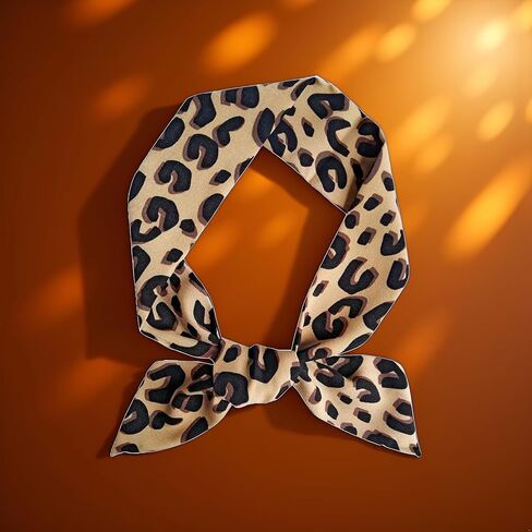 1Pc Brown Leopard Neck Tie Chic Skinny Scarf Hairband Stylish Purse Scarf Leopard Accessory Women's Fashion Scarves in Saudi Arabia