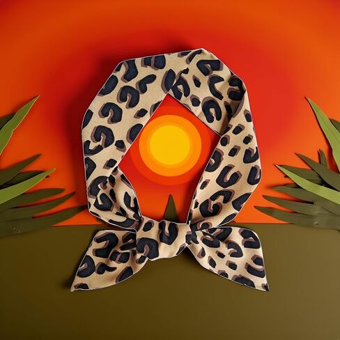 1Pc Brown Leopard Neck Tie Chic Skinny Scarf Hairband Stylish Purse Scarf Leopard Accessory Women's Fashion Scarves in Saudi Arabia