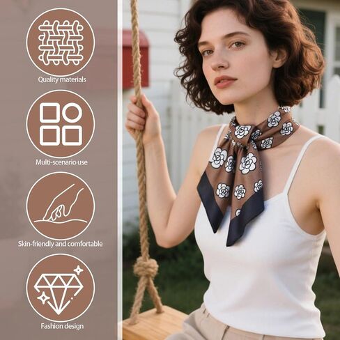 Women Square Scarf Artistic Prints Patterns Fashion Neck Head Accessory Lightweight Style Multipurpose for Travel Work Daily in Saudi Arabia
