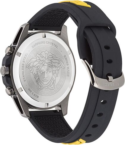 Versace Greca Action Chrono Collection Luxury Mens Watch Timepieces with a Black Strap and Dial Featuring a IP Gunmetal Case in Saudi Arabia