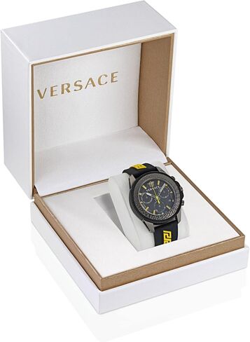 Versace Greca Action Chrono Collection Luxury Mens Watch Timepieces with a Black Strap and Dial Featuring a IP Gunmetal Case in Saudi Arabia