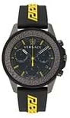 Versace Greca Action Chrono Collection Luxury Mens Watch Timepieces with a Black Strap and Dial Featuring a IP Gunmetal Case in Saudi Arabia