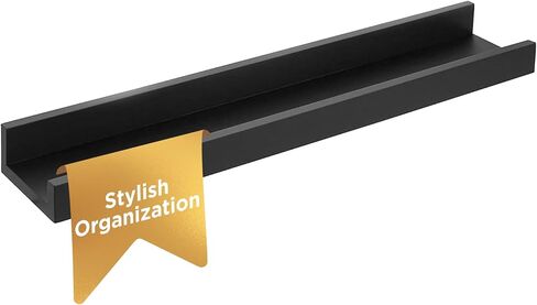 Kiera Grace Floating Shelves for Wall, Engineered Wood Picture Frame Wall Shelves, Easy to Assemble Display Shelves, Ideal for Home Decor, Pack of 1, 23" L x 4" W x 2" H, Black in Saudi Arabia