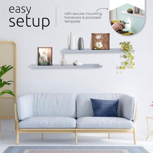 Kiera Grace Floating Shelves for Wall, Engineered Wood Picture Frame Wall Shelves, Easy to Assemble Display Shelves, Ideal for Home Decor, Pack of 1, 23" L x 4" W x 2" H, Black in Saudi Arabia