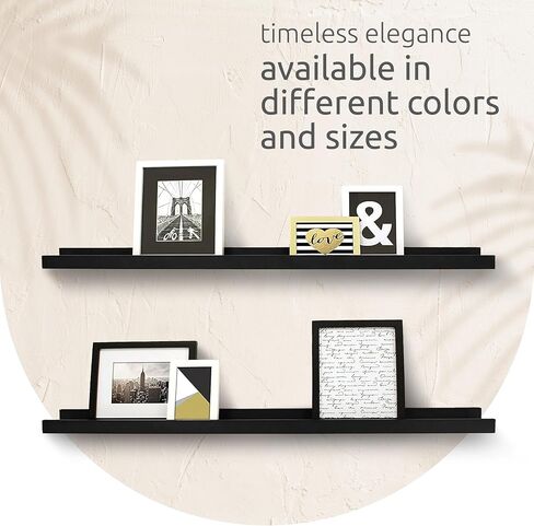 Kiera Grace Floating Shelves for Wall, Engineered Wood Picture Frame Wall Shelves, Easy to Assemble Display Shelves, Ideal for Home Decor, Pack of 1, 23" L x 4" W x 2" H, Black in Saudi Arabia