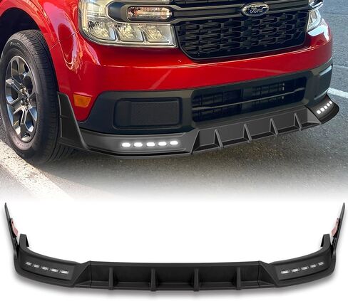 5pcs Black Front Bumper Lip LED Sequential Running Lights Spoiler Body Kit Compatible with 2022-2024 Ford Maverick in Saudi Arabia