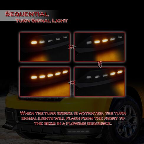 5pcs Black Front Bumper Lip LED Sequential Running Lights Spoiler Body Kit Compatible with 2022-2024 Ford Maverick in Saudi Arabia
