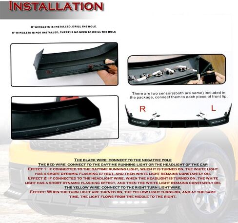 5pcs Black Front Bumper Lip LED Sequential Running Lights Spoiler Body Kit Compatible with 2022-2024 Ford Maverick in Saudi Arabia