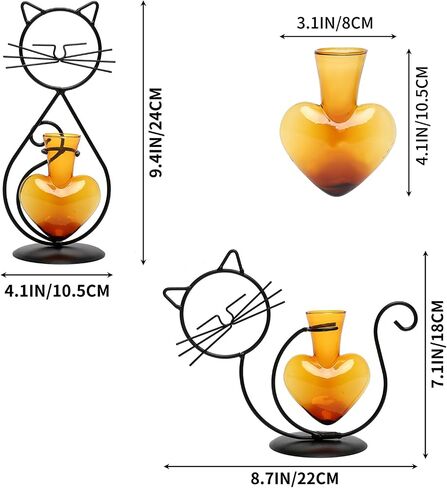 Plant Terrarium Plant Propagation Station Cat Lover Gifts for Women Plant Lovers Home Office Decor Cat Desk Accessories in Saudi Arabia