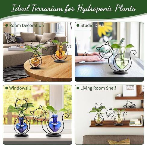Plant Terrarium Plant Propagation Station Cat Lover Gifts for Women Plant Lovers Home Office Decor Cat Desk Accessories in Saudi Arabia