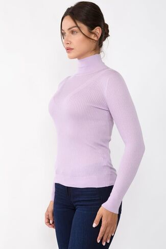 JENNIE LIU Tissue Weight Cashmere Silk Rib-Knit Turtleneck Sweater in Saudi Arabia