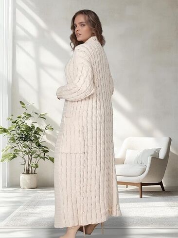 Fall Cardigan Sweaters for Women Open Front Long Sleeve Clable Knit Winter Sweater Coat with Pockets in Kuwait