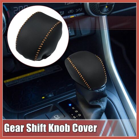 ACROPIX Car Gear Shift Knob Cover Protector Gear Shift Knob Trim for Toyota Rav4 2019-2022 Black W/Orange Stitches Car Parts in Saudi Arabia