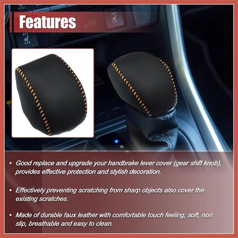 ACROPIX Car Gear Shift Knob Cover Protector Gear Shift Knob Trim for Toyota Rav4 2019-2022 Black W/Orange Stitches Car Parts in Saudi Arabia