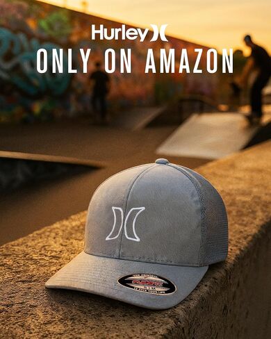 Hurley Men's Trucker Hat - Lightweight Breattible Stretch Mesh Back Curved Bill Baseball Cap مع شعار الأيقونة الأمامية ثلاثية الأبعاد in Saudi Arabia