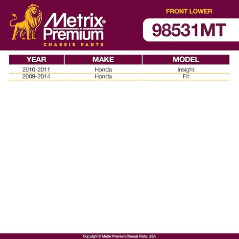 Metrix Premium Chassis Parts - 2 PC Front Lower Ball Joint Kit Fits 2010-2011 Honda Insight, 2009-2014 Honda Fit, Replacement K500127, Made in Europe in Saudi Arabia