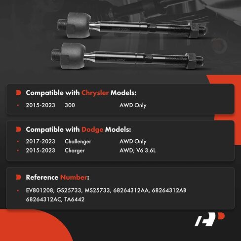 A-Premium 2 × أطراف قضيب ربط داخلي أمامي، متوافق مع دودج تشارجر 2015-2023، تشالنجر 2017-2023 وكرايسلر 300 2015-2023، AWD in Saudi Arabia