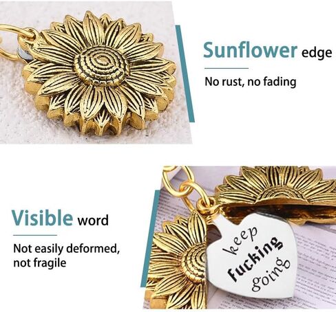 Sunflower Locket Keychain for Women Men Birthday Christmas Gifts for Boys Girls Encouragement Inspirational Keychain in Saudi Arabia