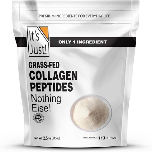 It's Just! - GrassFed Collagen Peptides, Type I & III for Skin Hair Nail Joints, 20oz, Zero Sugar, Unflavored Pure Protein Powder, Hydrolyzed Dissolves Quickly in Kuwait