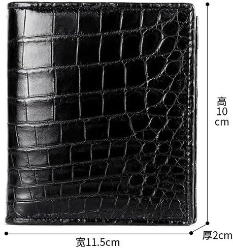 Luxury Genuine Crocodile Leather Alligator Belly Skin Bifold Wallet Men's Short Wallet Purses Card Holder (Crocodile Belly Black) in Kuwait