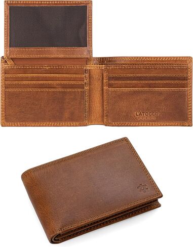 Crazy Horse Mens Leather Wallet Bifold with Flip ID-RFID Blocking Slim Leather Wallets for Men-Cielo Series-Gift for Him-Dad Gifts in Saudi Arabia