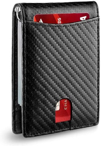 ID Credit Card Holder Wallet with Money Clip Minimalist Front Pocket Thin Small Wallet Slim RFID Blocking Mens(Black-01) in Saudi Arabia