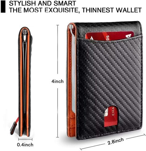 ID Credit Card Holder Wallet with Money Clip Minimalist Front Pocket Thin Small Wallet Slim RFID Blocking Mens(Black-01) in Saudi Arabia