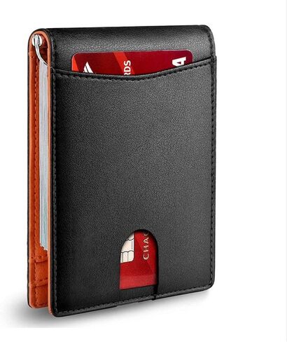 ID Credit Card Holder Wallet with Money Clip Minimalist Front Pocket Thin Small Wallet Slim RFID Blocking Mens(Black-01) in Saudi Arabia