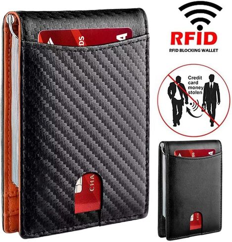 ID Credit Card Holder Wallet with Money Clip Minimalist Front Pocket Thin Small Wallet Slim RFID Blocking Mens(Black-01) in Saudi Arabia