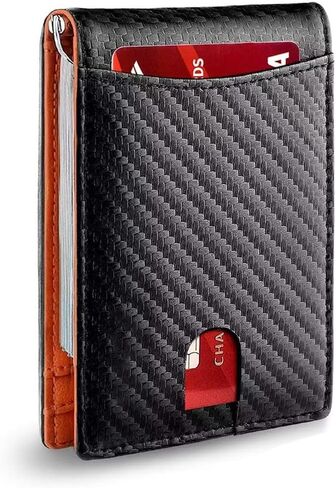 ID Credit Card Holder Wallet with Money Clip Minimalist Front Pocket Thin Small Wallet Slim RFID Blocking Mens(Black-01) in Saudi Arabia