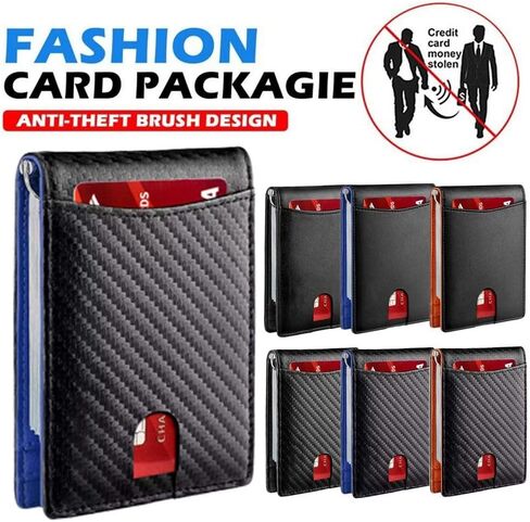 ID Credit Card Holder Wallet with Money Clip Minimalist Front Pocket Thin Small Wallet Slim RFID Blocking Mens(Black-01) in Saudi Arabia