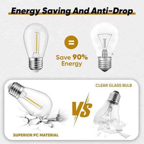 30-Pack Colored String Light Bulbs, S14 LED Replacement Bulbs for Outdoor String Lights, Patio Light Bulbs, 1W E26 Base for Christmas Halloween,Holiday Lighting,Home Decor in Kuwait