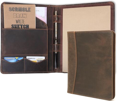 Zipper padfolio, Leather padfolio, Business Portfolio, Travel Art kit, Laptop Folio, padfolio Binder, padfolio Leather, a4 padfolio, Mens Portfolio, Notepad Folder Leather, padfolio Brown in Saudi Arabia