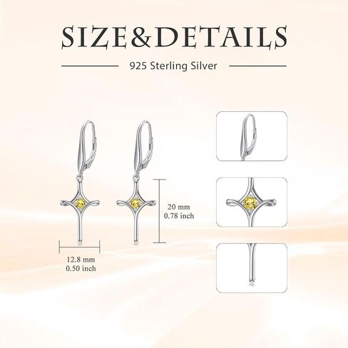 TOUPOP Birthstone Cross Earrings 925 Sterling Silver Infinity Cross Dangle Drop Earrings Fine Jewelry Birthday Christmas Gifts for Women Her Girlfriend in Saudi Arabia