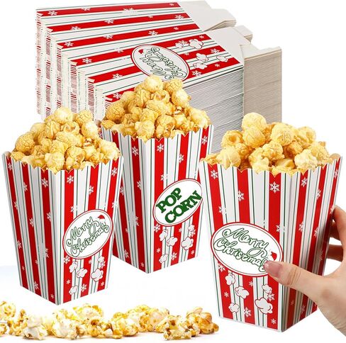 24 قطعة من صناديق الفشار لعيد الميلاد من Reallnaive، صناديق ورق الفشار، دلاء حلوى الفشار، حاويات الفشار، ملحقات الفشار، أحواض الفشار، هدايا حفلات الفشار، حقيبة الفشار لمستلزمات ديكور ليلة عيد الميلاد in Kuwait