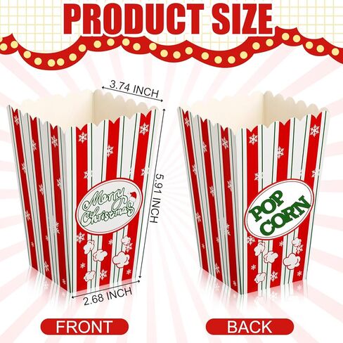 24 قطعة من صناديق الفشار لعيد الميلاد من Reallnaive، صناديق ورق الفشار، دلاء حلوى الفشار، حاويات الفشار، ملحقات الفشار، أحواض الفشار، هدايا حفلات الفشار، حقيبة الفشار لمستلزمات ديكور ليلة عيد الميلاد in Kuwait