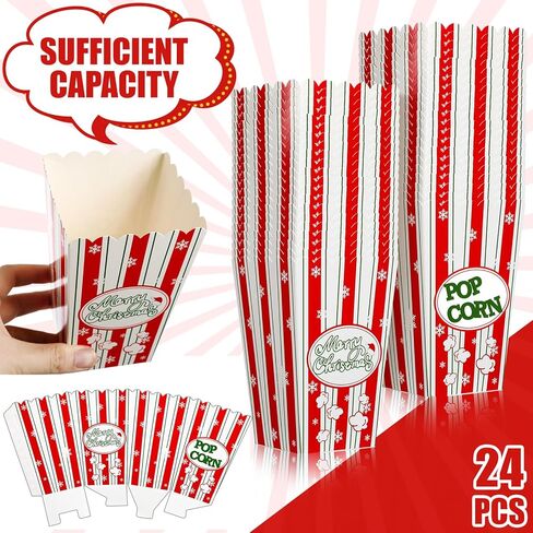 24 قطعة من صناديق الفشار لعيد الميلاد من Reallnaive، صناديق ورق الفشار، دلاء حلوى الفشار، حاويات الفشار، ملحقات الفشار، أحواض الفشار، هدايا حفلات الفشار، حقيبة الفشار لمستلزمات ديكور ليلة عيد الميلاد in Kuwait