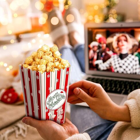 24 قطعة من صناديق الفشار لعيد الميلاد من Reallnaive، صناديق ورق الفشار، دلاء حلوى الفشار، حاويات الفشار، ملحقات الفشار، أحواض الفشار، هدايا حفلات الفشار، حقيبة الفشار لمستلزمات ديكور ليلة عيد الميلاد in Kuwait