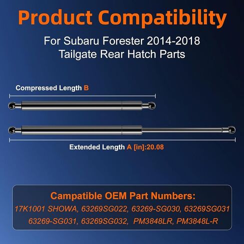 Qty (2) Liftgate Lift Support with Bracket Replacement for Subaru Forester 2014-2018 Tailgate Rear Hatch Parts, Trunk Shock Strut Replace OE #63269SG032 63269SG022 in Saudi Arabia
