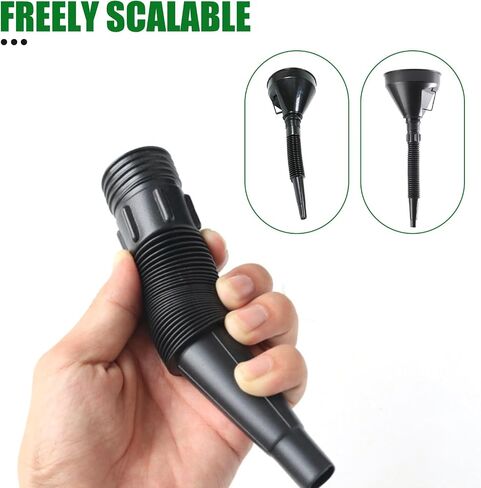 Funnels for Automotive Use, 5.12" Large Flexible Fuel Funnel with Hose for Gas Transfer, Gasoline Funnels with Filter, Universal for Cars Boat Canning and Bottle (Black,Pack of 2) in Saudi Arabia