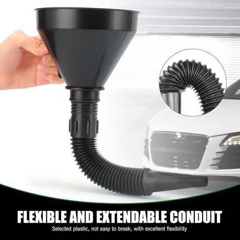 Funnels for Automotive Use, 5.12" Large Flexible Fuel Funnel with Hose for Gas Transfer, Gasoline Funnels with Filter, Universal for Cars Boat Canning and Bottle (Black,Pack of 2) in Saudi Arabia