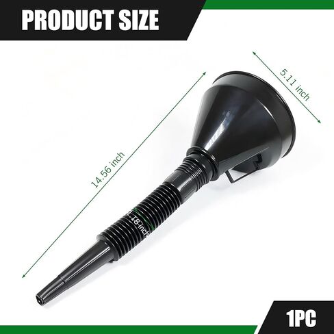 Funnels for Automotive Use, 5.12" Large Flexible Fuel Funnel with Hose for Gas Transfer, Gasoline Funnels with Filter, Universal for Cars Boat Canning and Bottle (Black,Pack of 2) in Saudi Arabia