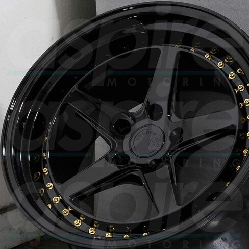 Aodhan DS-05 Custom Wheel - 18x9.5, 22 Offset, 5x114.3 Bolt Pattern, 73.1mm Hub - Gloss Black with Gold Rivets Rim in Saudi Arabia