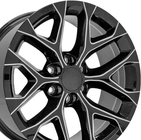 OE Wheels CV98B 20 Inch Rim Fits Silverado 1500 Snowflake Style 6x139.7 20x9 Gloss Black with Milled Edge - Hollander 5668 (1) in Saudi Arabia